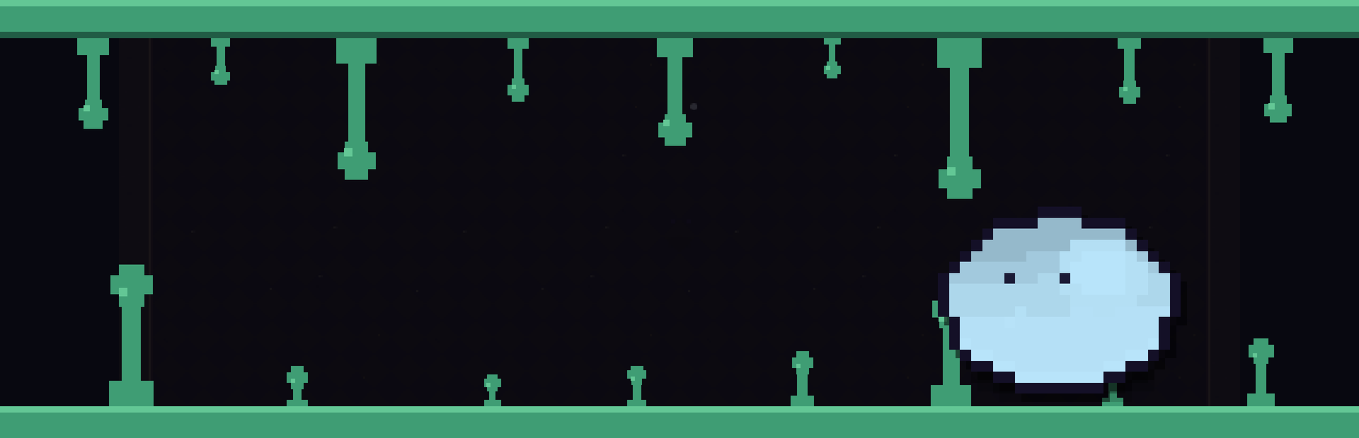 Mool: Chroma key art — a pale slime beneath a ceiling of green goo